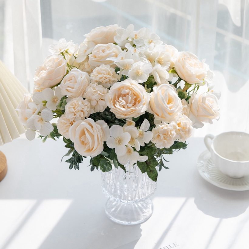 7 ส้อมผ้าไหม Peony Rose ไฮเดรน - Bonsai Garden Festival บทวิจารณ์และราคา